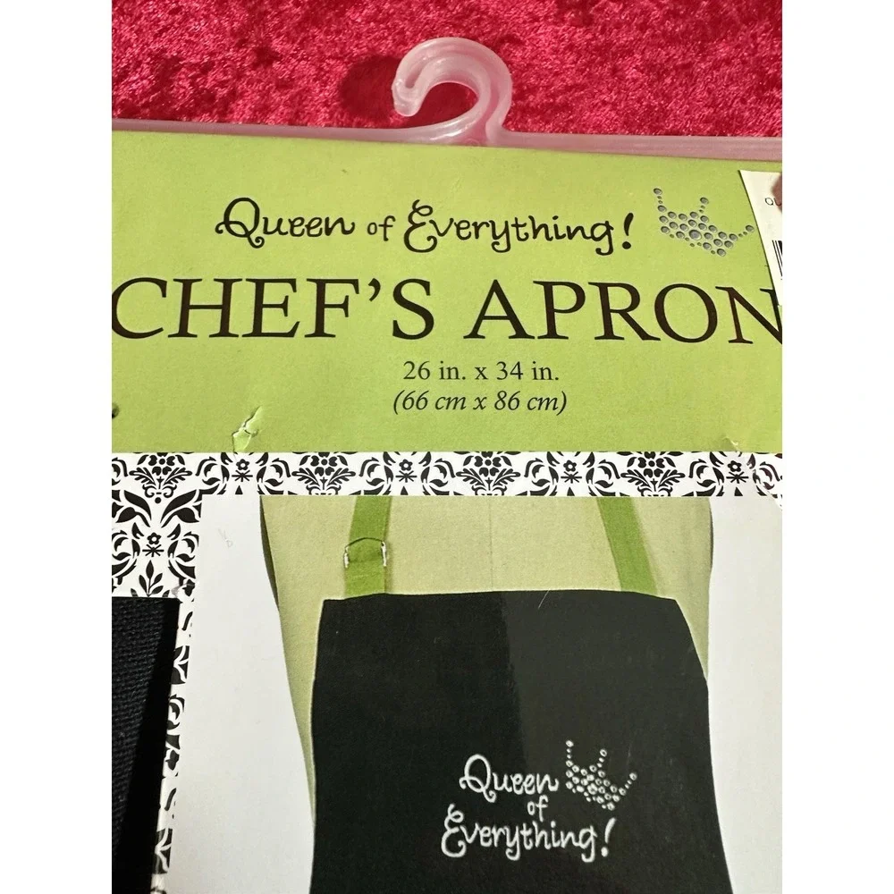 Kay Dee Designs Queen of Everything Chef's Apron Black White Damask Green V3271